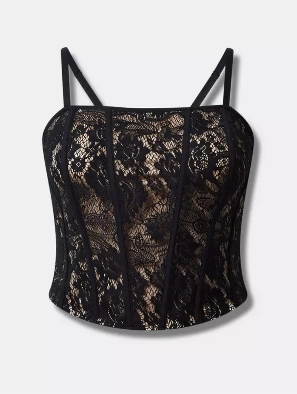 Torrid NWT Black Lace Power Mesh Crop Corset Size 3